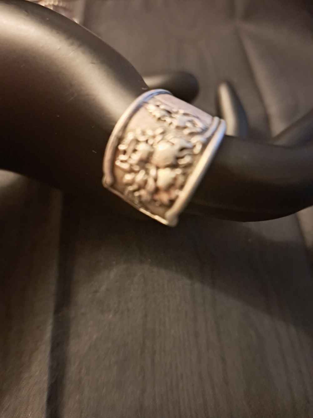 Silver-Tone Textured Wide Band Adjustable Ring - Women's Jewelry